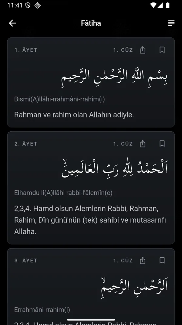 Âyet, okunuş ve meâl