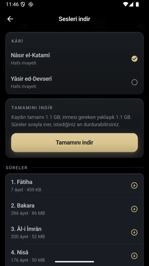 Âyet dinlemek — 2. adım