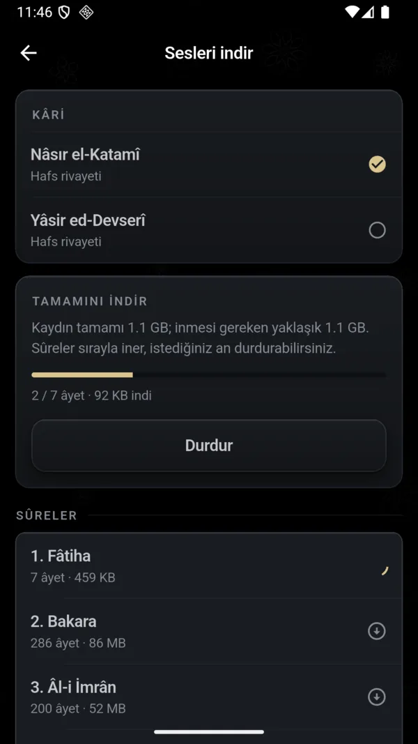 Âyet dinlemek — 3. adım