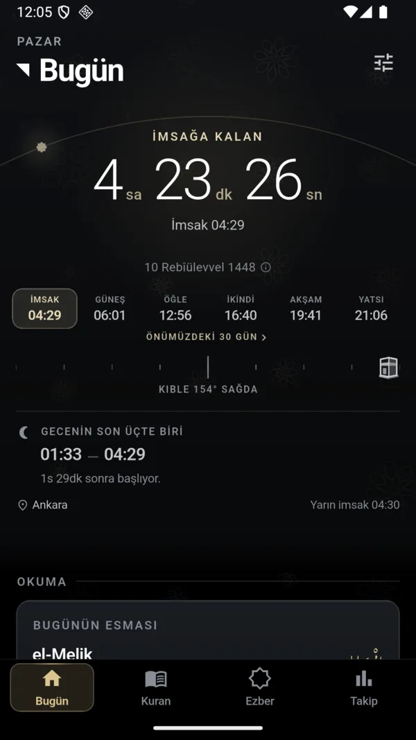 Namaz vakti ve kıble şeridi