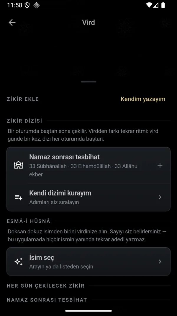 Vird kurmak — 3. adım